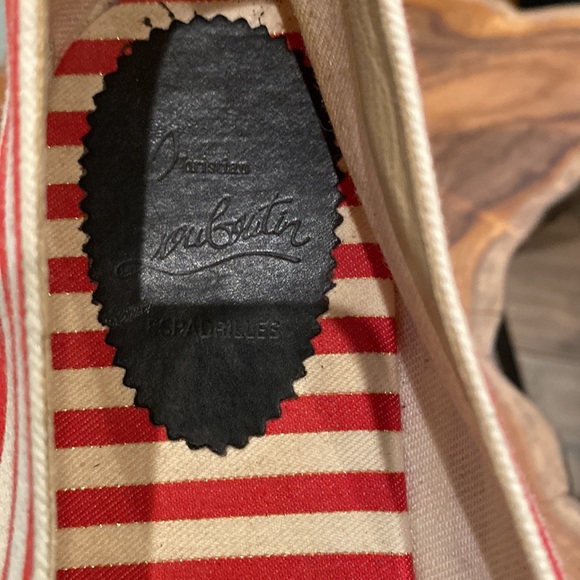 Christian Louboutin Galia  Striped Canvas Espadrilles size 12 with metallic - Picture 3 of 6